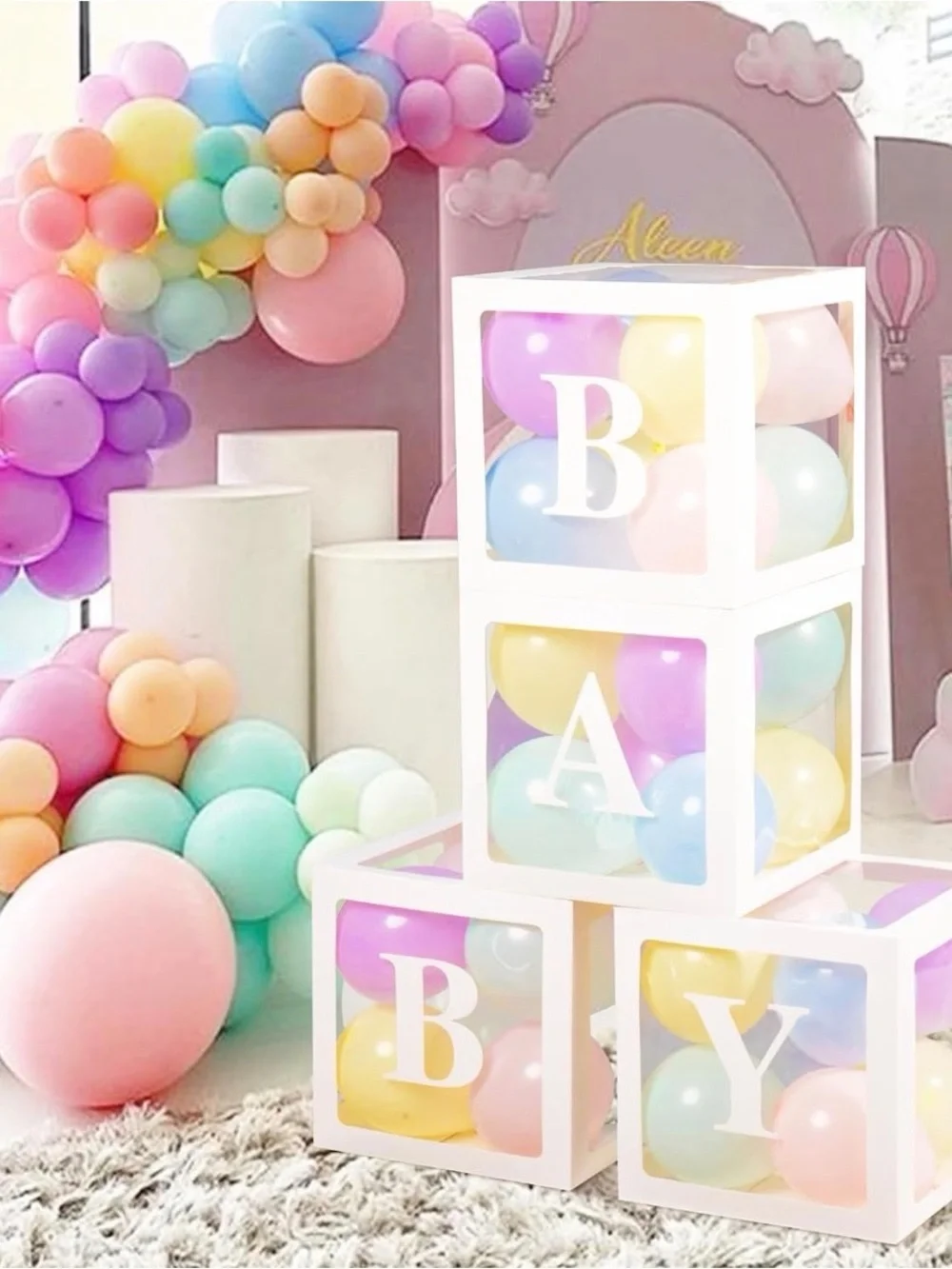Pastel Balloon Display Boxes - Pink, Lavender, Mint, Yellow, Blue